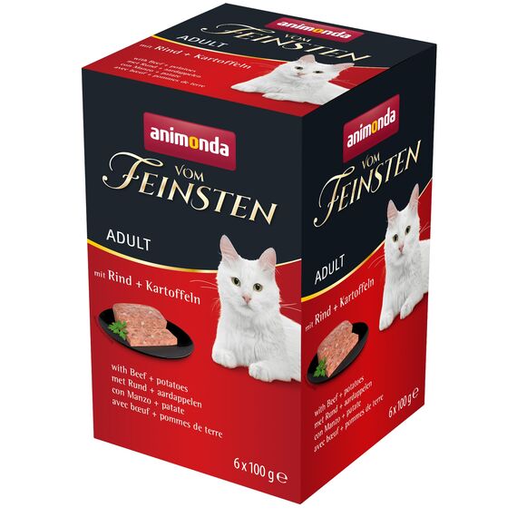 animonda vom Feinsten Katzenfutter nass mit Rind + Kartoffeln (6 x 100g), getreidefreies Katzenfutter nass ohne Zucker, mit frischen, fleischigen Zutaten