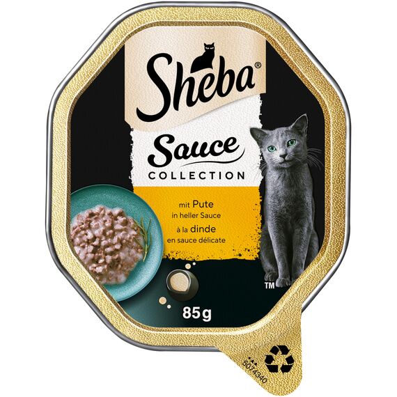 SHEBA Schale Nassfutter für Katzen Sauce Collection mit Pute in Heller Sauce 2 x 11 x 85g