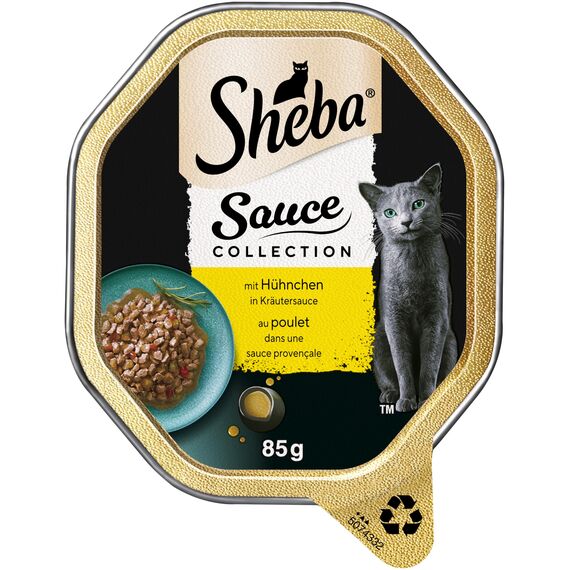 SHEBA Schale Nassfutter für Katzen Sauce Collection mit Hühnchen in Kräutersauce 2 x 11 x 85g