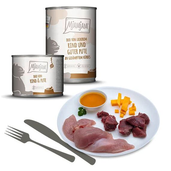 MjAMjAM - Premium Nassfutter für Katzen - Mixpaket 6 für deine Katze, 6er Pack (6 x 800 g), getreidefrei mit extra viel Fleisch