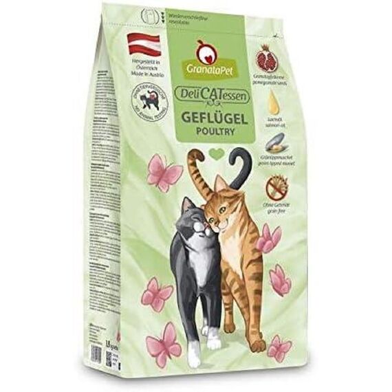 GranataPet DeliCatessen Geflügel Adult, Trockenfutter für Katzen, schmackhaftes Katzenfutter, Alleinfuttermittel ohne Getreide & ohne Zuckerzusätze, 1,8 kg