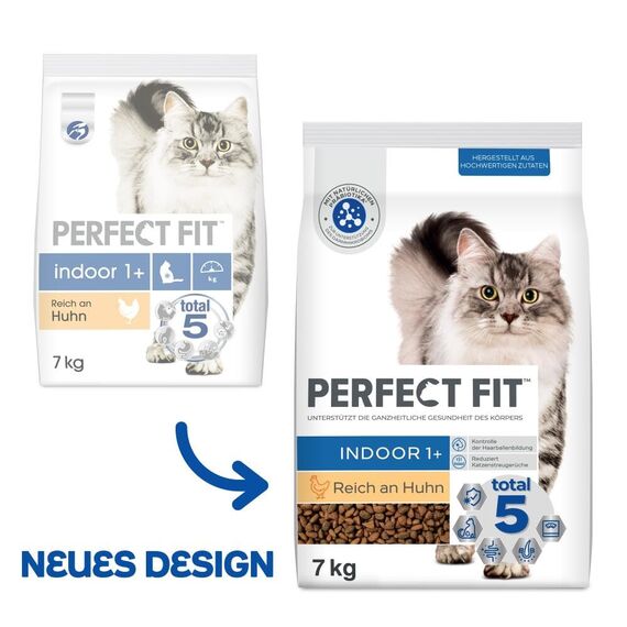 PERFECT FIT Indoor Adult Trockenfutter für erwachsene Katzen ab 1 Jahr - Huhn, 7 kg (1 Beutel)