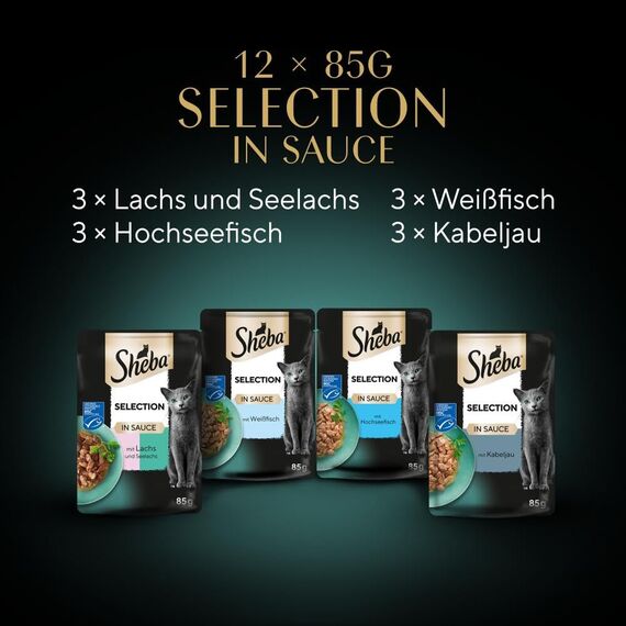 Sheba Selection Katzen Nassfutter im Portionsbeutel Fisch Variation (MSC) in Sauce Multipack 4x12x85g