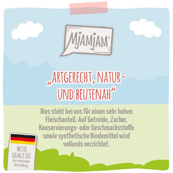 MjAMjAM - Premium Nassfutter für Katzen - Mahlzeit mit leckeren Herzen, 6er Pack (6 x 200 g), getreidefrei mit extra viel Fleisch