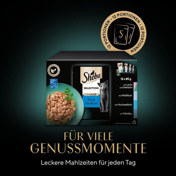 Sheba Selection Katzen Nassfutter im Portionsbeutel Fisch Variation (MSC) in Sauce Multipack 4x12x85g