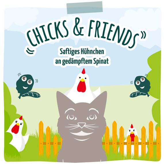 MjAMjAM - Premium Nassfutter für Katzen - köstliche Garnelen an saftigem Hühnchen, 6er Pack (6 x 800 g), getreidefrei mit extra viel Fleisch
