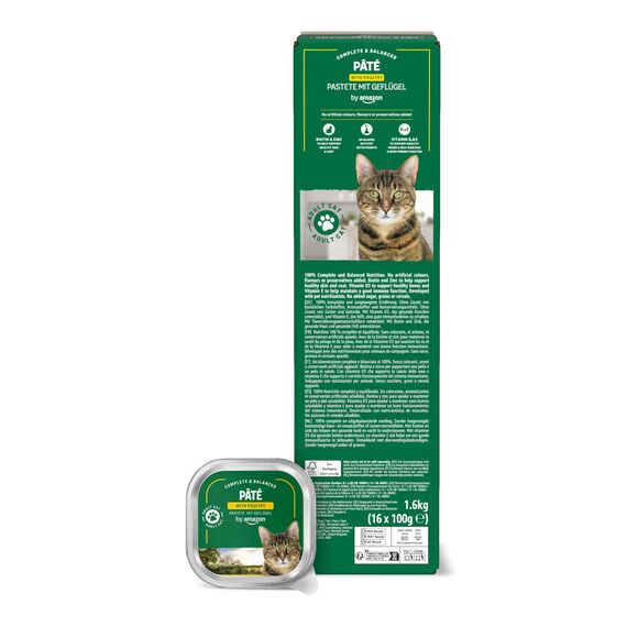 by Amazon Nassfutter für Katzen, Pastete mit Geflügel, 100g, 16er-Pack