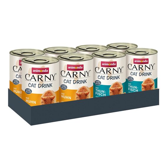 animonda Carny Drink Katzensnack Drink Mix (8 x 140ml), Katzensuppe, Katzensnack ohne Milch, Getreide ohne Zucker