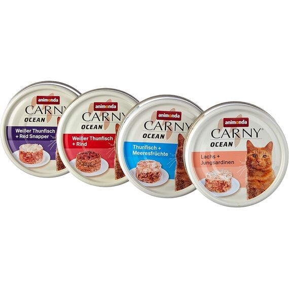 animonda Carny Adult Ocean Meeresvielfalt Nr. 1 (12 x 80 g), Katzennassfutter für ausgewachsene Katzen, Nassfutter mit zartem Fischfilet, Katzenfutter ohne Getreide und Zucker