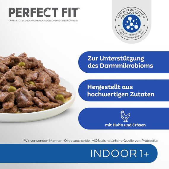 PERFECT FIT™ Katze Portionsbeutel Indoor mit Huhn 12 x 85g
