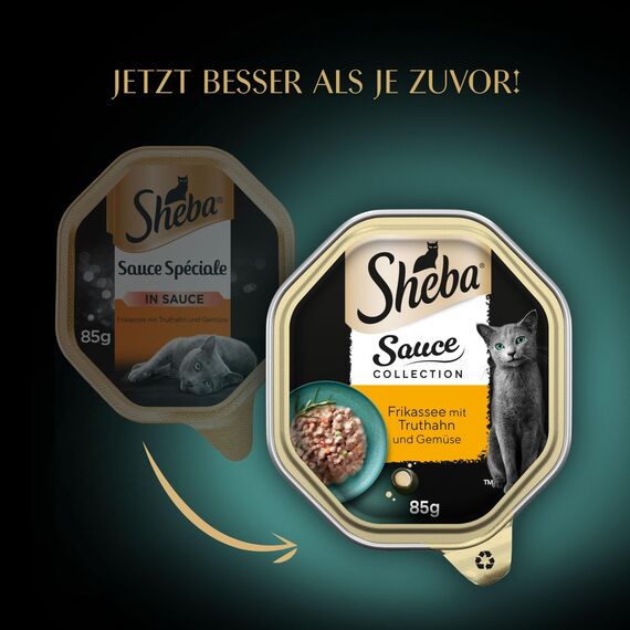 SHEBA Schale Nassfutter für Katzen Sauce Collection Frikassee mit Truthahn und Gemüse 2 x 11 x 85g