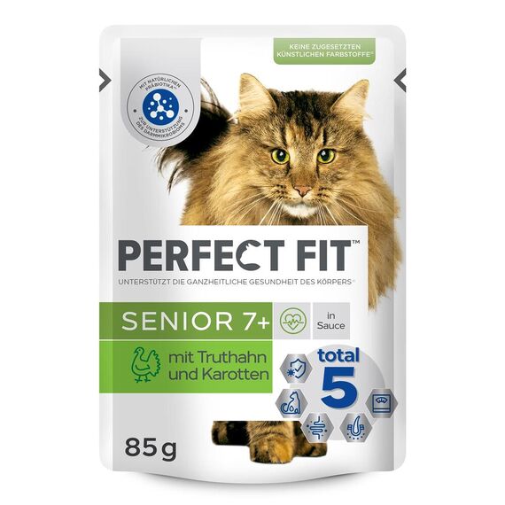 PERFECT FIT™ Katze Portionsbeutel Senior mit Truthahn und Karotten 12 x 85g