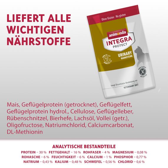 animonda INTEGRA PROTECT Urinary (1 x 1200 g), Katzen Diätfutter bei Harnsteinen, Katzenfutter verringert die Bildung von Struvitsteinen, Trockenfutter für Katzen ohne Getreide