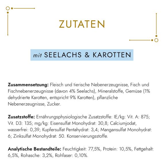 Gourmet Gold Feine Pastete mit Gemüse Katzenfutter nass, mit Seelachs und Karotten, 12er Pack (12 x 85g)
