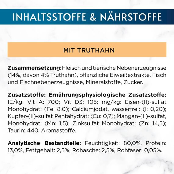 Gourmet Perle Erlesene Streifen Katzenfutter nass, mit Truthahn, 26er Pack (26 x 85g)