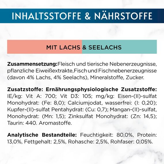 Gourmet Perle Duetto Katzenfutter nass, mit Lachs und Seelachs, 26er Pack (26 x 85g)