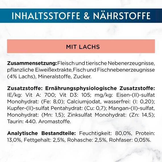 Gourmet Perle Erlesene Streifen Katzenfutter nass, mit Lachs, 26er Pack (26 x 85g)