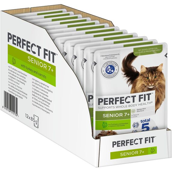 PERFECT FIT™ Katze Portionsbeutel Senior mit Truthahn und Karotten 12 x 85g