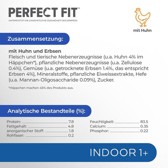 PERFECT FIT™ Katze Portionsbeutel Indoor mit Huhn 12 x 85g