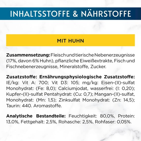 Gourmet Perle Erlesene Streifen Katzenfutter nass, mit Huhn, 26er Pack (26 x 85g)