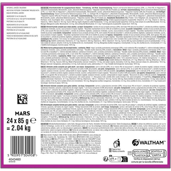 WHISKAS PURE DELIGHT Nassfutter in Gelee 24 x 85g Klassisches Ragout (4 Packungen) 48 Portionsbeutel
