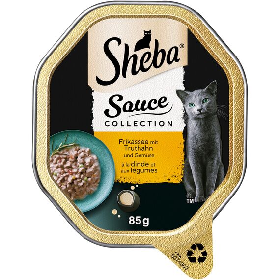 SHEBA Schale Nassfutter für Katzen Sauce Collection Frikassee mit Truthahn und Gemüse 2 x 11 x 85g