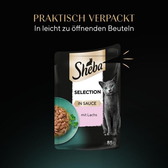 Sheba Sauce Collection Katzen Nassfutter im Portionsbeutel mit Lachs (MSC) 28x85g
