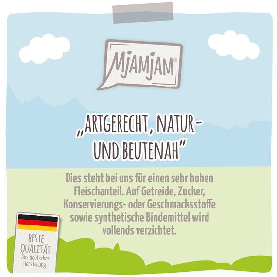 MjAMjAM - Premium Nassfutter für Katzen - Quetschie - köstliches Pferd an gedämpftem Kürbis, 12er Pack (12 x 125 g), getreidefrei mit extra viel Fleisch, ‎1101712