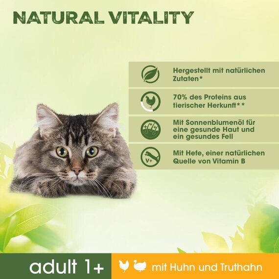 Perfect Fit Natural Vitality Adult 1+ – Trockenfutter für erwachsene Katzen ab 1 Jahr – Huhn & Truthahn – Unterstützt die Vitalität – 6 kg