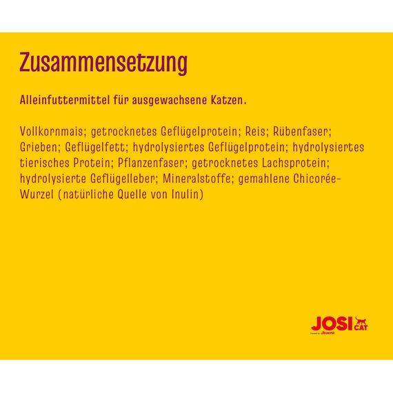JosiCat Sterilised Classic (1 x 10 kg) | Adult | Premium Trockenfutter für kastrierte Katzen | mit wenig Fett und viel Protein | Powered by JOSERA | Katzenfutter | Alleinfuttermittel | 1er Pack