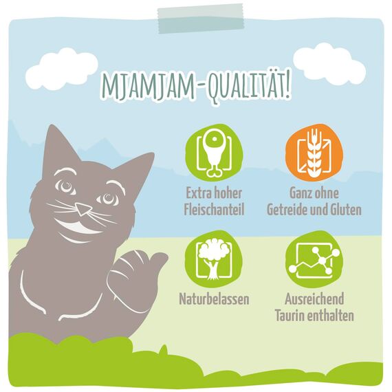 MjAMjAM - Premium Nassfutter für Katzen - Insekt mit vorzüglichem Kalb, 6er Pack (6 x 200 g), getreidefrei mit Insektenprotein