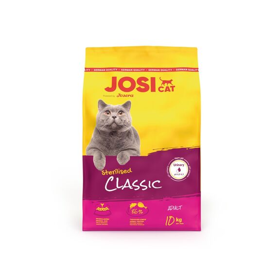 JosiCat Sterilised Classic (1 x 10 kg) | Adult | Premium Trockenfutter für kastrierte Katzen | mit wenig Fett und viel Protein | Powered by JOSERA | Katzenfutter | Alleinfuttermittel | 1er Pack