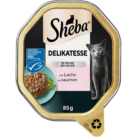 Sheba Schale Nassfutter für Katzen Delikatesse in Gelee mit Lachs 2 x 11 x 85g
