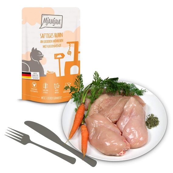 MjAMjAM - Premium Nassfutter für Katzen - Mixpaket IV - 4*Huhn, 4*Ente & Geflügel, 4*Pute 12 x 125g, 12er Pack (12 x 125 g), getreidefrei mit extra viel Fleisch