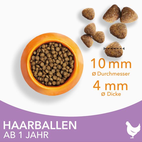 IAMS Anti-Haarballen Katzenfutter trocken mit Huhn - Trockenfutter für Katzen ab 1 Jahr, 3 kg