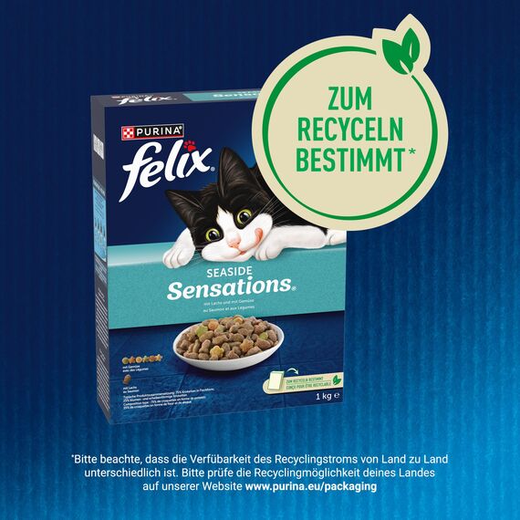Felix Seaside Sensations Katzenfutter trocken, mit Lachs und Gemüse, 1er Pack (1 x 1kg)