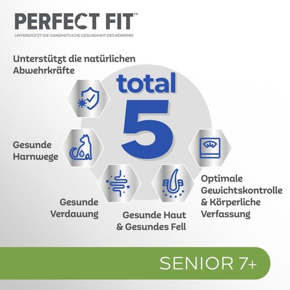PERFECT FIT Senior Trockenfutter für ältere Katzen ab 7 Jahren - Huhn, 7 kg (1 Beutel)
