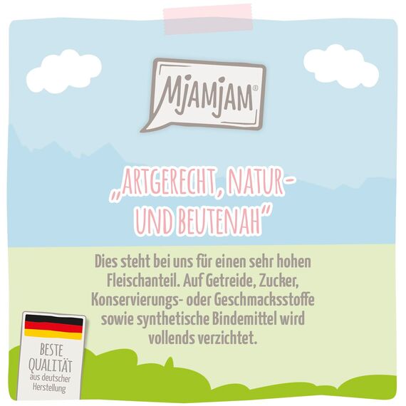 MjAMjAM - Premium Nassfutter für Katzen - Kitten saftiges Hühnchen mit Lachsöl, 6er Pack (6 x 800 g), getreidefrei mit extra viel Fleisch