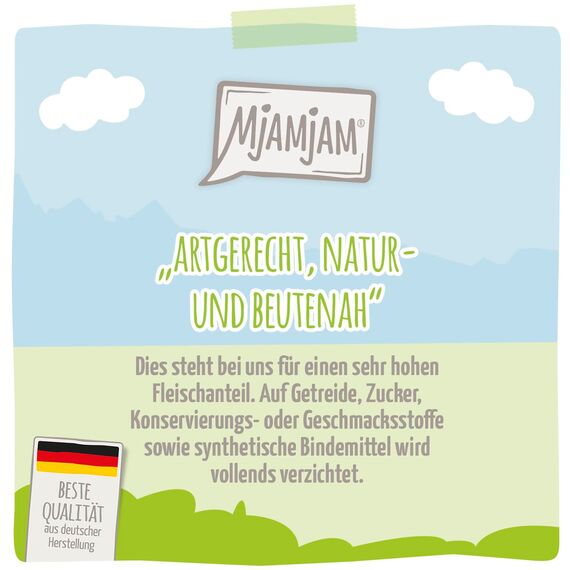 MjAMjAM - Premium Nassfutter für Katzen - leckeres Rind an gedämpftem Kürbis, 6er Pack (6 x 200 g), getreidefrei mit extra viel Fleisch