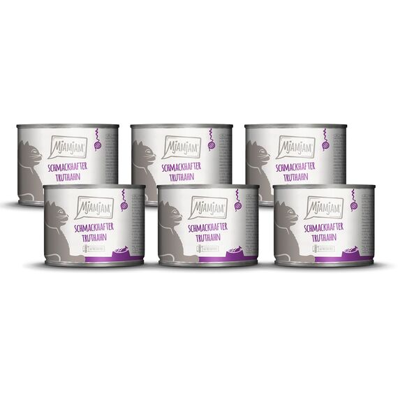 MjAMjAM - Premium Nassfutter für Katzen - schmackhafter Truthahn an leckeren Möhrchen, 6er Pack (6 x 200 g), getreidefrei mit extra viel Fleisch