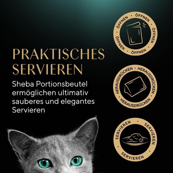 Sheba Sauce Collection Katzen Nassfutter im Portionsbeutel Herzhafte Komposition Multipack 4x12x85g