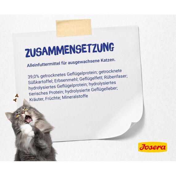 JOSERA DailyCat (1 x 10 kg) | Adult | Premium Trockenfutter für ausgewachsene Katzen | Geflügel & Süßkartoffel | erlesene Kräuter & gesunde Früchte | getreidefrei | Katzenfutter | 1er Pack