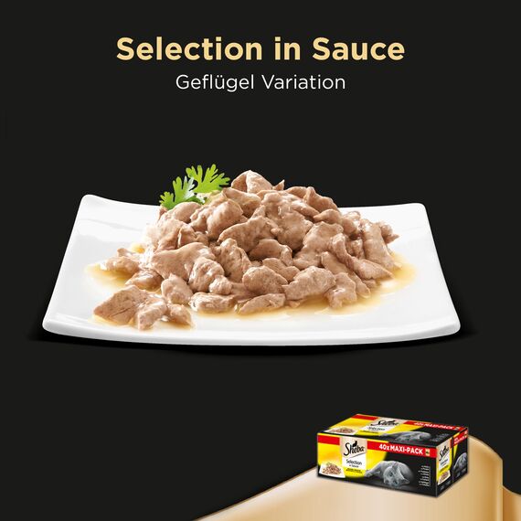 SHEBA Adult Katzenfutter nass - 40x85g Portionsbeutel - Geflügel Variation in Sauce - Nassfutter für Katzen - 1 Großpackung (Packung mit 2)