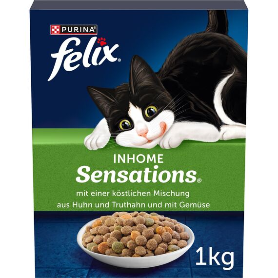 Felix Katzentrockenfutter Inhome Sensations mit Huhn Getreide und Zugabe von Gartengrün, 1er Pack (1 x 1kg)