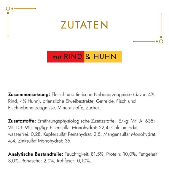 Gourmet Gold Feine Komposition Katzenfutter nass, mit Rind und Huhn, 12er Pack (12 x 85g)