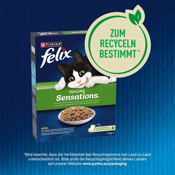 Felix Katzentrockenfutter Inhome Sensations mit Huhn Getreide und Zugabe von Gartengrün, 1er Pack (1 x 1kg)