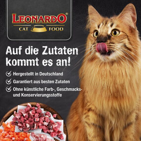 LEONARDO fresh Beef & Poultry [4kg] Katzenfutter | Trockenfutter mit 85% Frischfleisch für Katzen | Alleinfuttermittel für ausgewachsene Katzen aller Rassen ab 1 Jahr