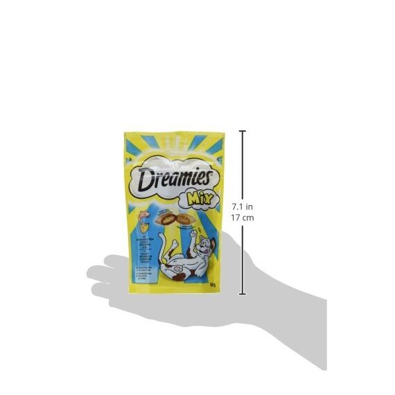 Dreamies Mix Katzensnacks mit Lachs & Käse – Außen knusprig & innen cremig – 6 x 60g (Packung mit 2)