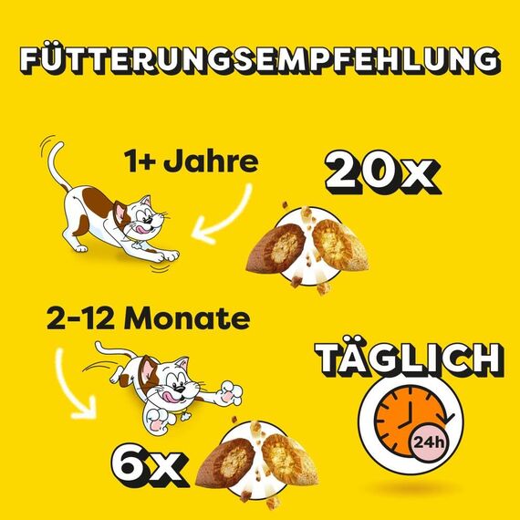 Dreamies Mix Katzensnacks mit Rind & Käse – Außen knusprig & innen cremig – 6 x 60g