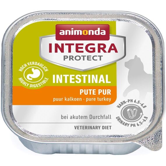 animonda INTEGRA PROTECT Intestinal Pute Pur (6 x 100 g), Katzen Diätfutter bei Durchfall & Erbrechen, Katzenfutter mit Pute und Reis, leicht verdauliches Nassfutter für Katzen